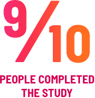 9 out of 10 people completed the study